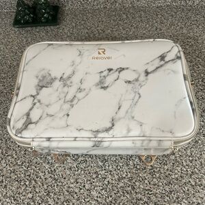 Marble Makeup Case with Gold Accents